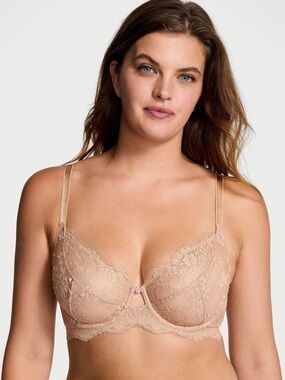 The Fabulous by Victoria's Secret Unlined Lace Full-Cup Bra, 42DDD, Praline